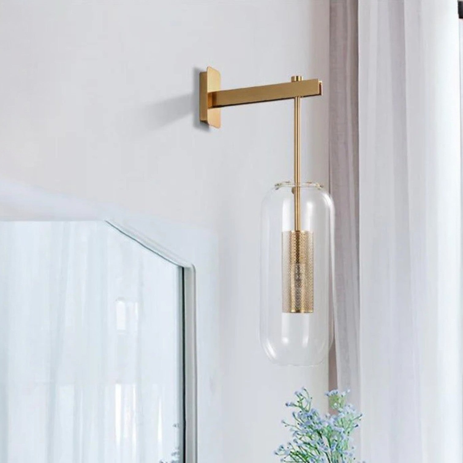 Modern Glass Wall Sconce with Metal Detail