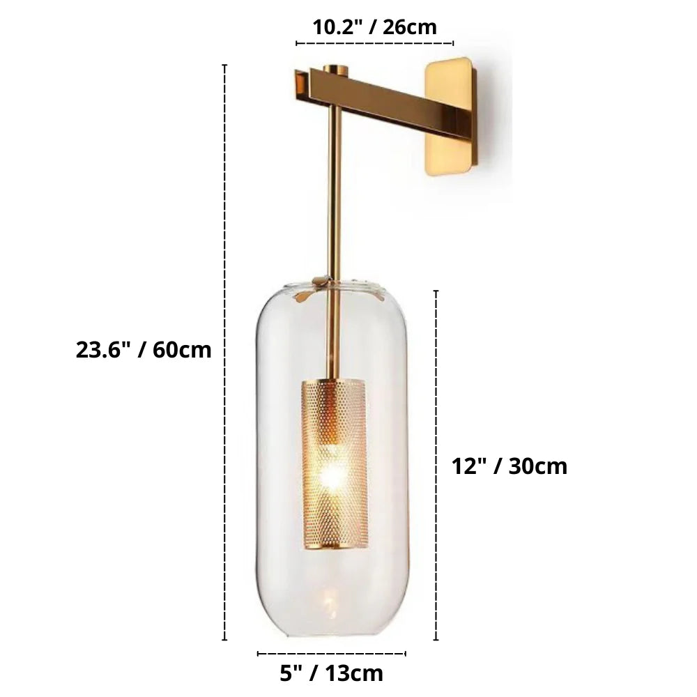 Modern Glass Wall Sconce with Metal Detail