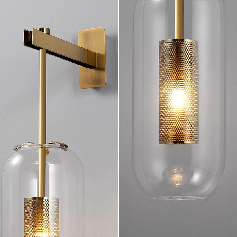 Modern Glass Wall Sconce with Metal Detail