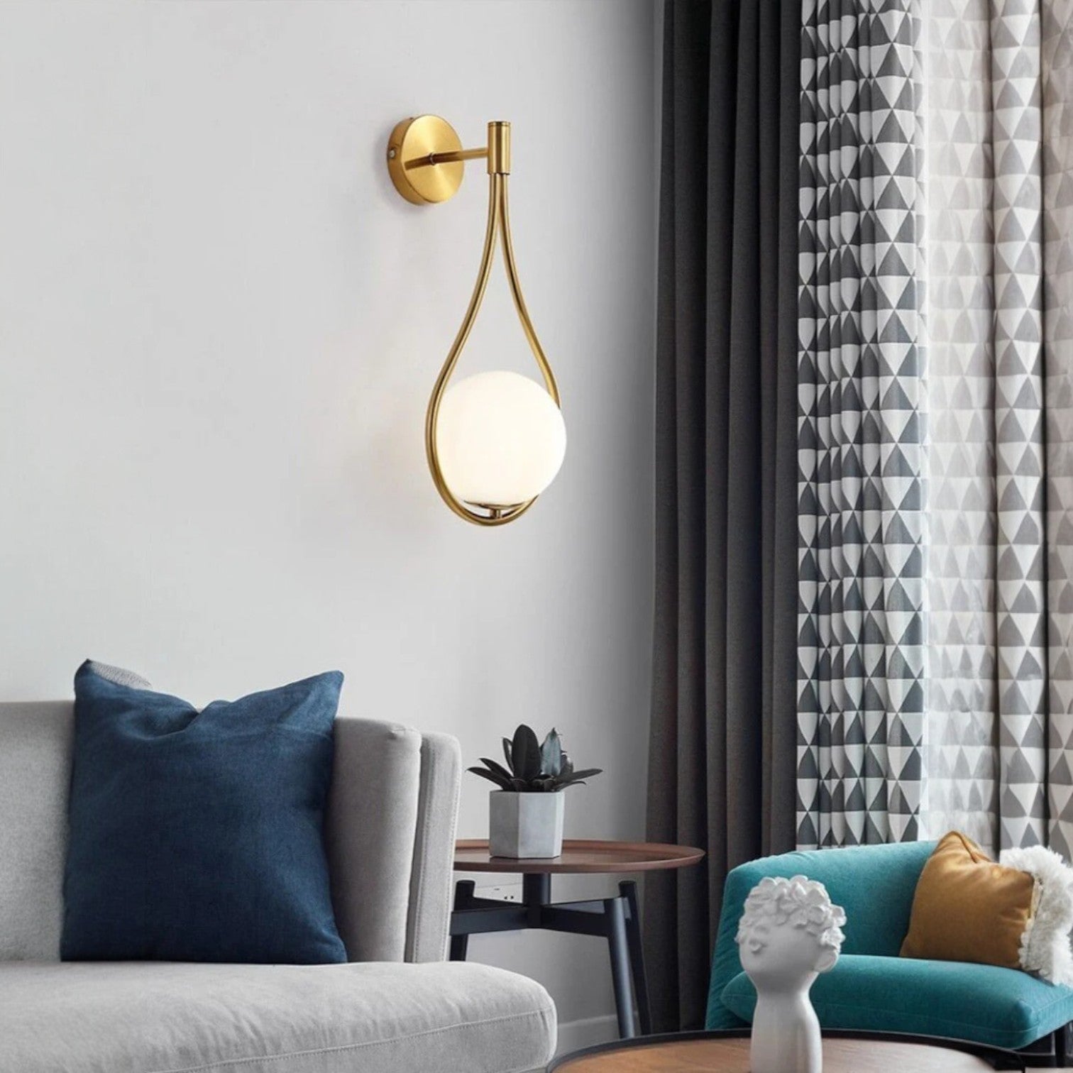 Modern Nordic Teardrop Glass Wall Light