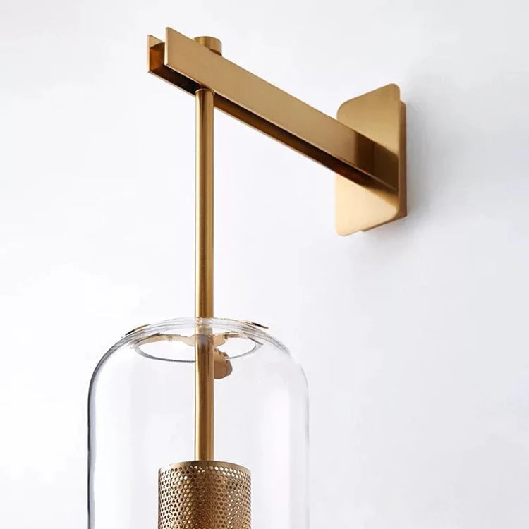 Modern Glass Wall Sconce with Metal Detail