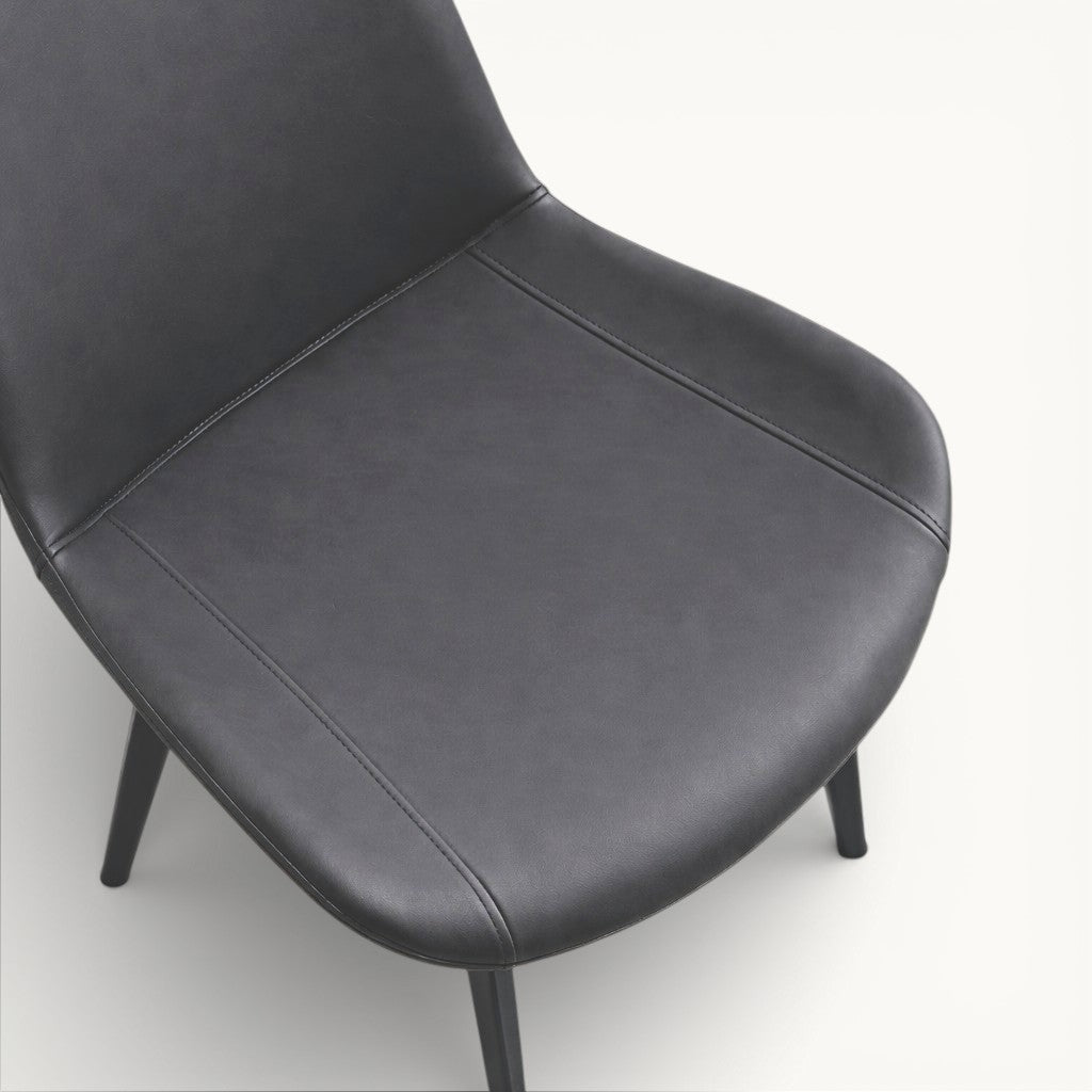 Grey Microfiber Leather Dining Chair with Carbon Steel Legs