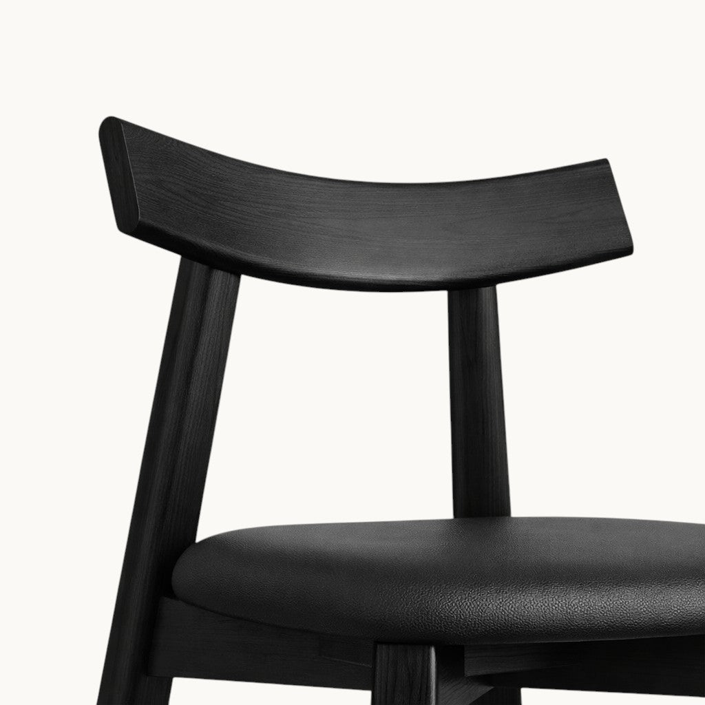 Black Oak Dining Chair with Microfiber Leather Seat