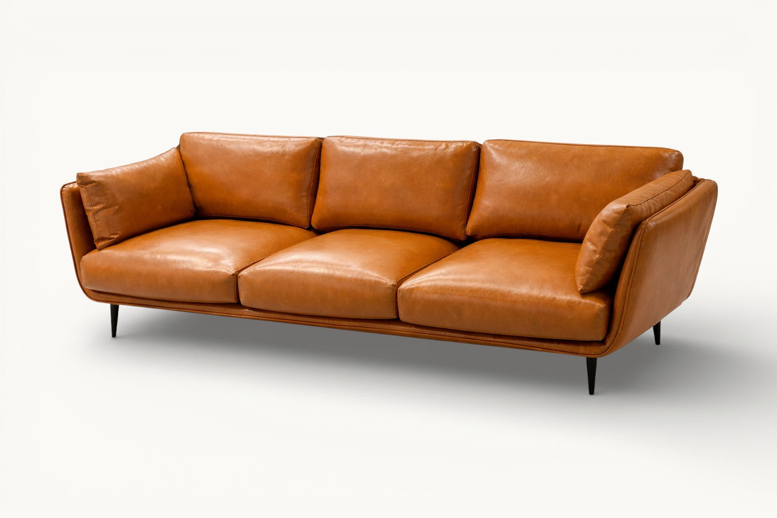 Cognac Leather 3-Seater Sofa