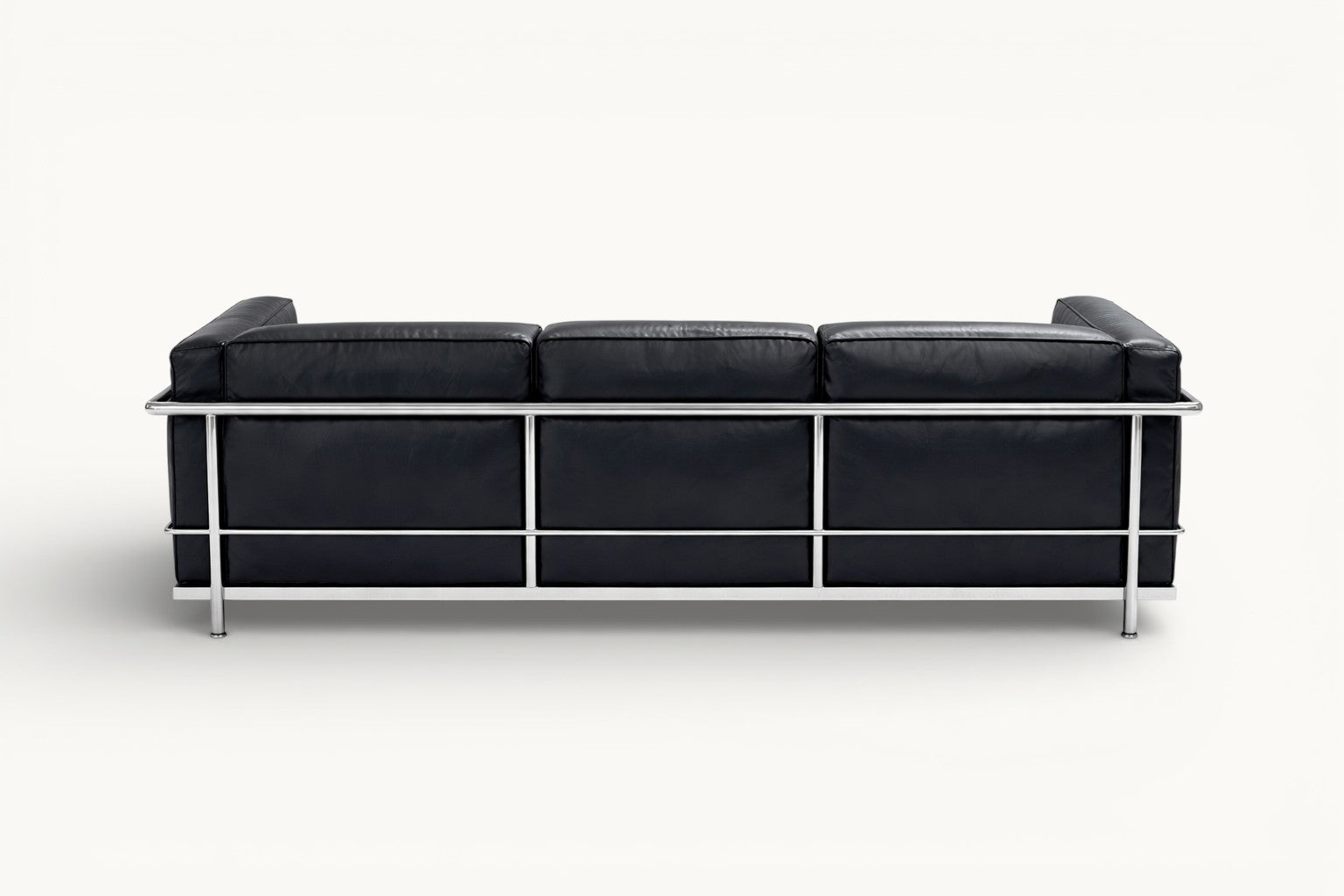 Black Leather Modular Sofa with Steel Frame
