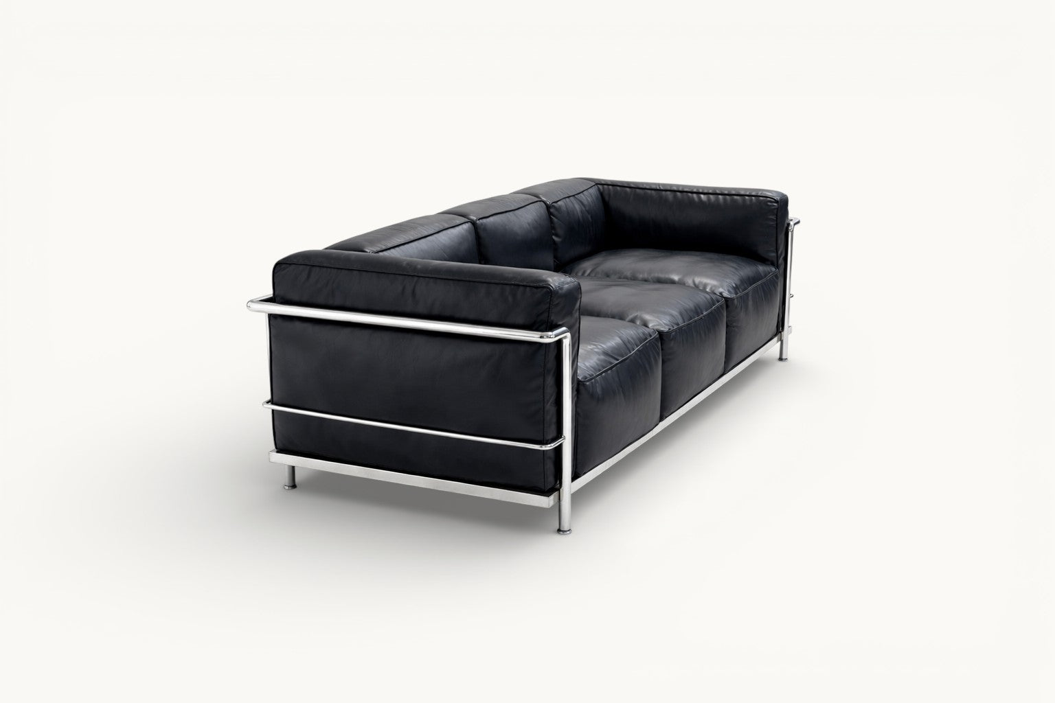 Black Leather Modular Sofa with Steel Frame