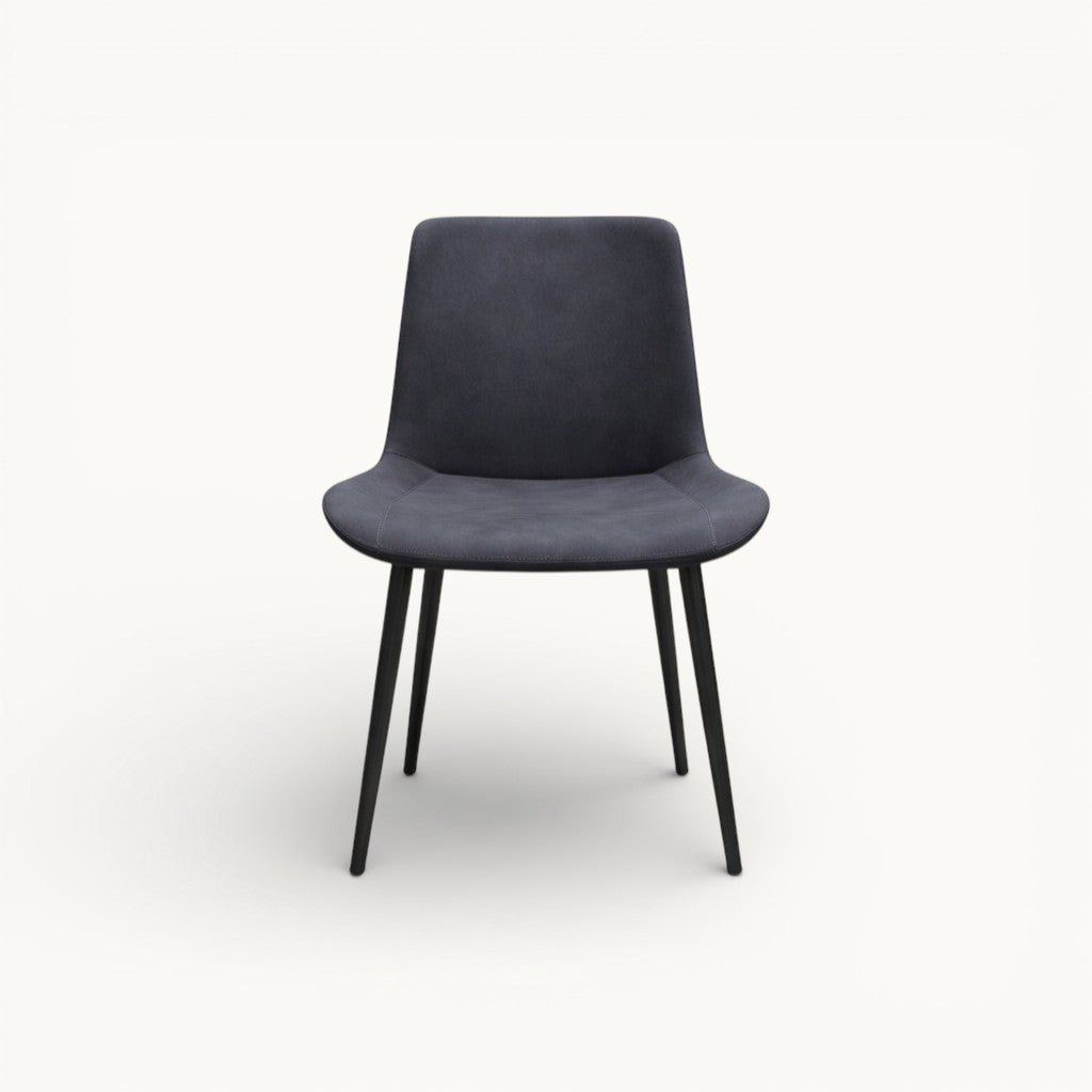 Grey Microfiber Leather Dining Chair with Carbon Steel Legs