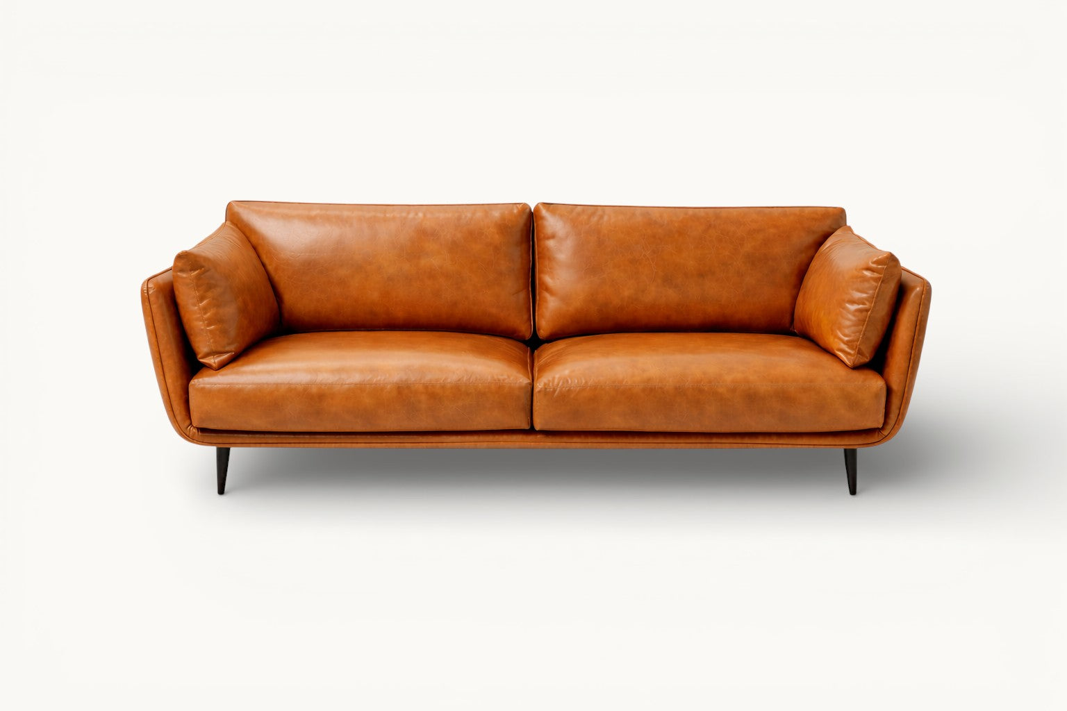 Cognac Leather 3-Seater Sofa