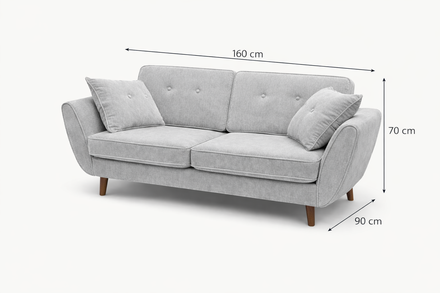 Relaxed 2-Seater Sofa in Soft Blue Grey