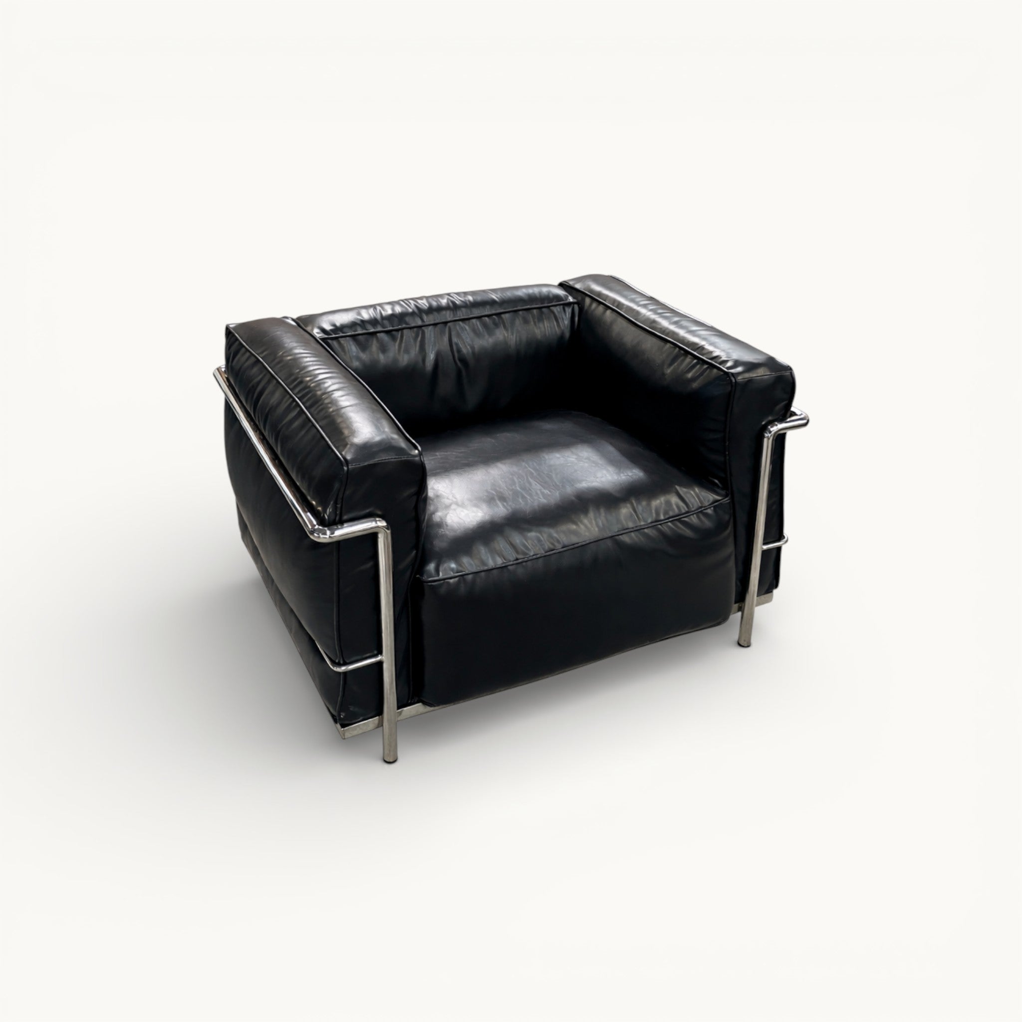 Black Leather Modular Sofa with Steel Frame