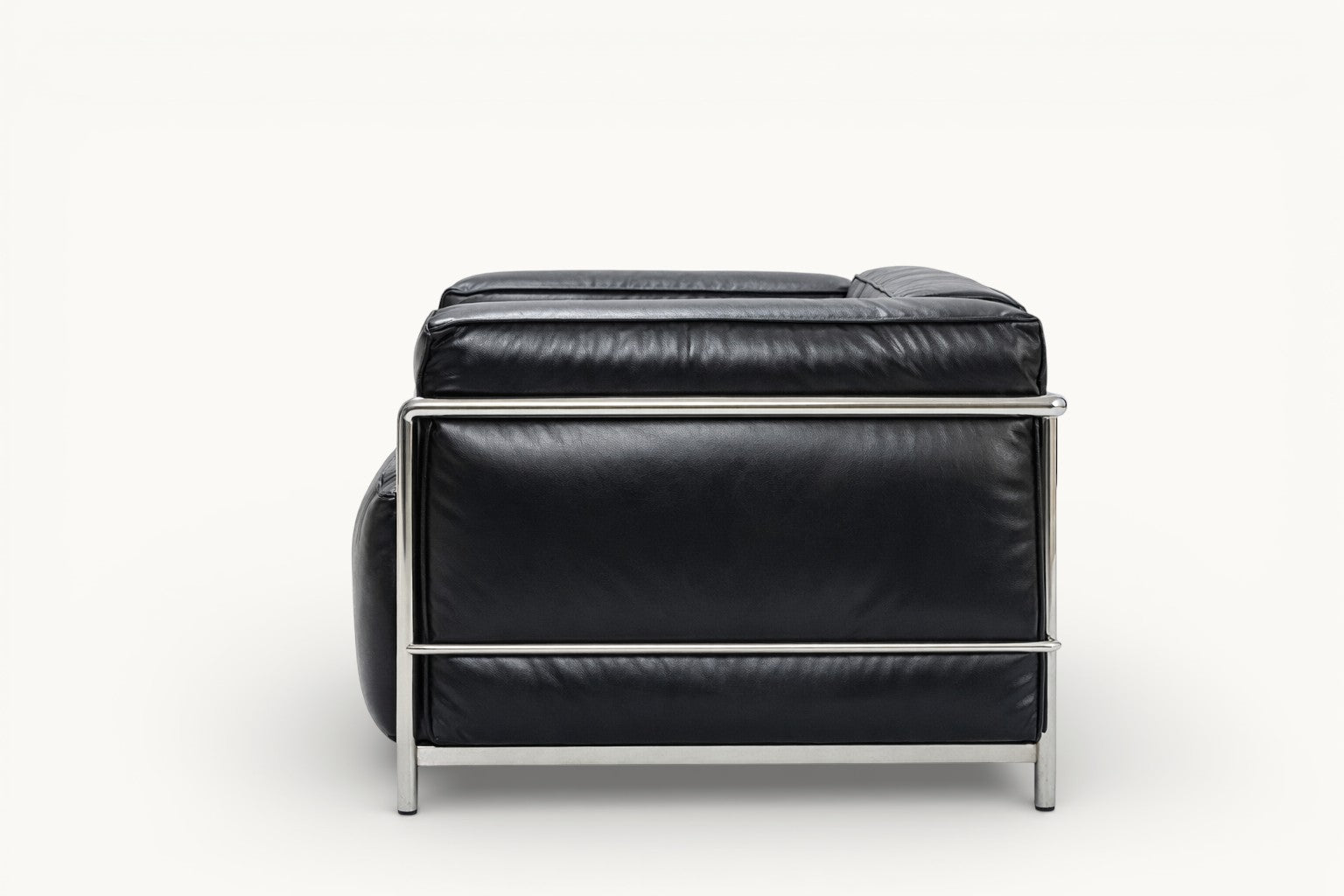 Black Leather Modular Sofa with Steel Frame