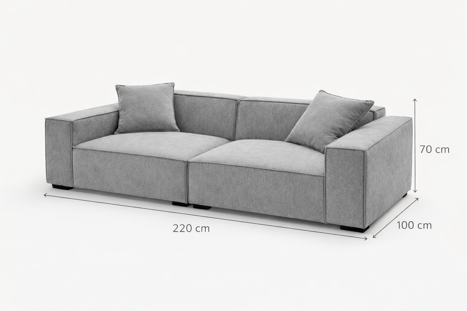 Moora Modern Wide-Seat Fabric Sofa