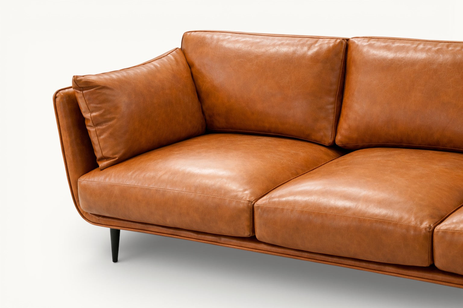 Cognac Leather 3-Seater Sofa
