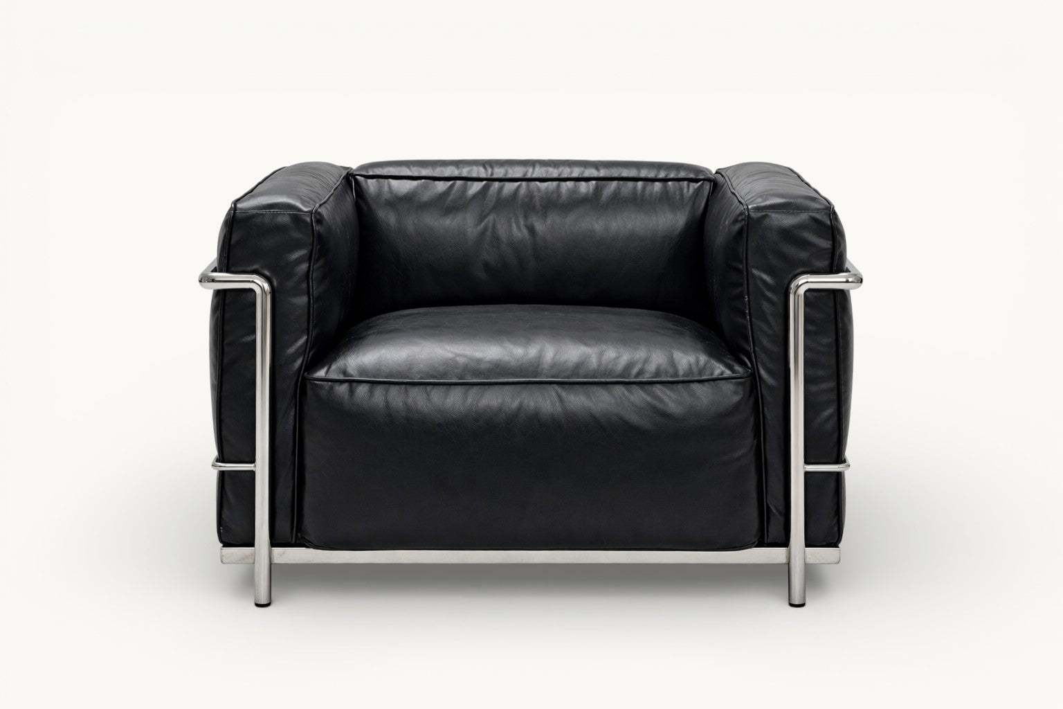 Black Leather Modular Sofa with Steel Frame