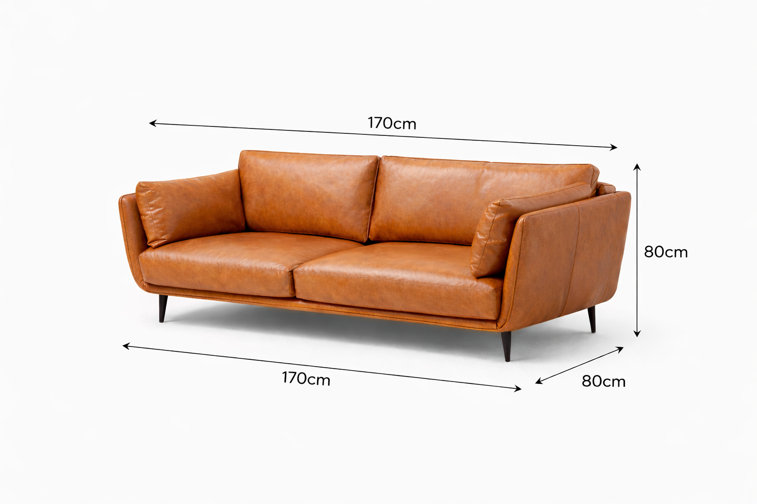 Cognac Leather 3-Seater Sofa