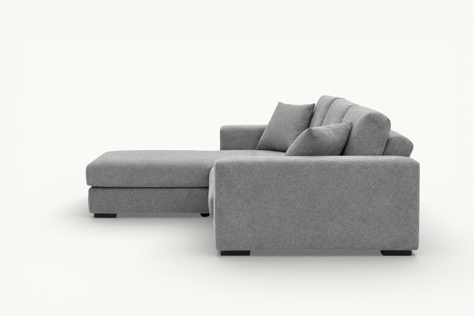 L-Shaped Fabric Sofa with Chaise – Soft Grey