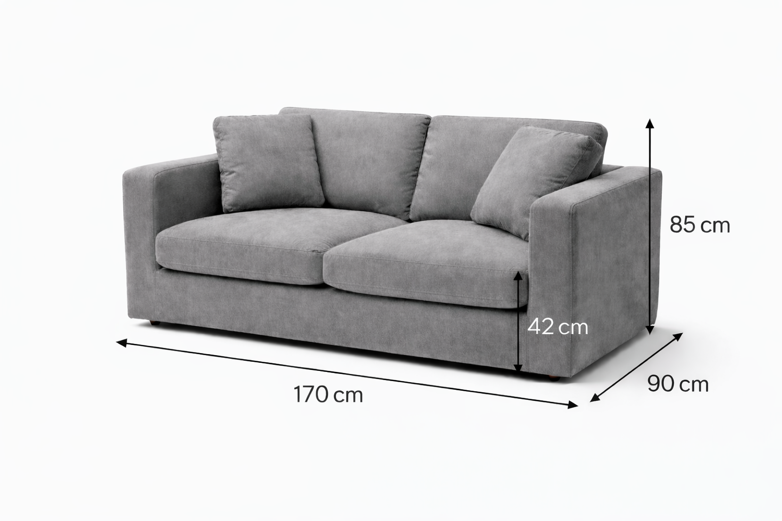 Modern Grey 3-Seater Sofa | Minimalist Fabric Couch – Moora Furniture