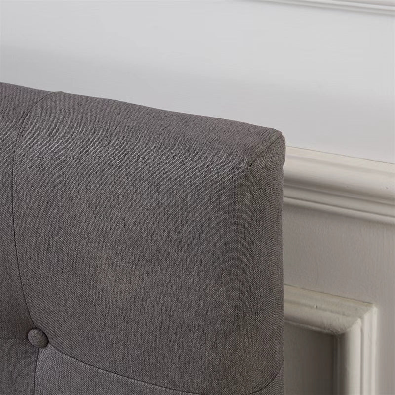 Moora Charcoal Grey Upholstered Bed Frame – Tufted Headboard