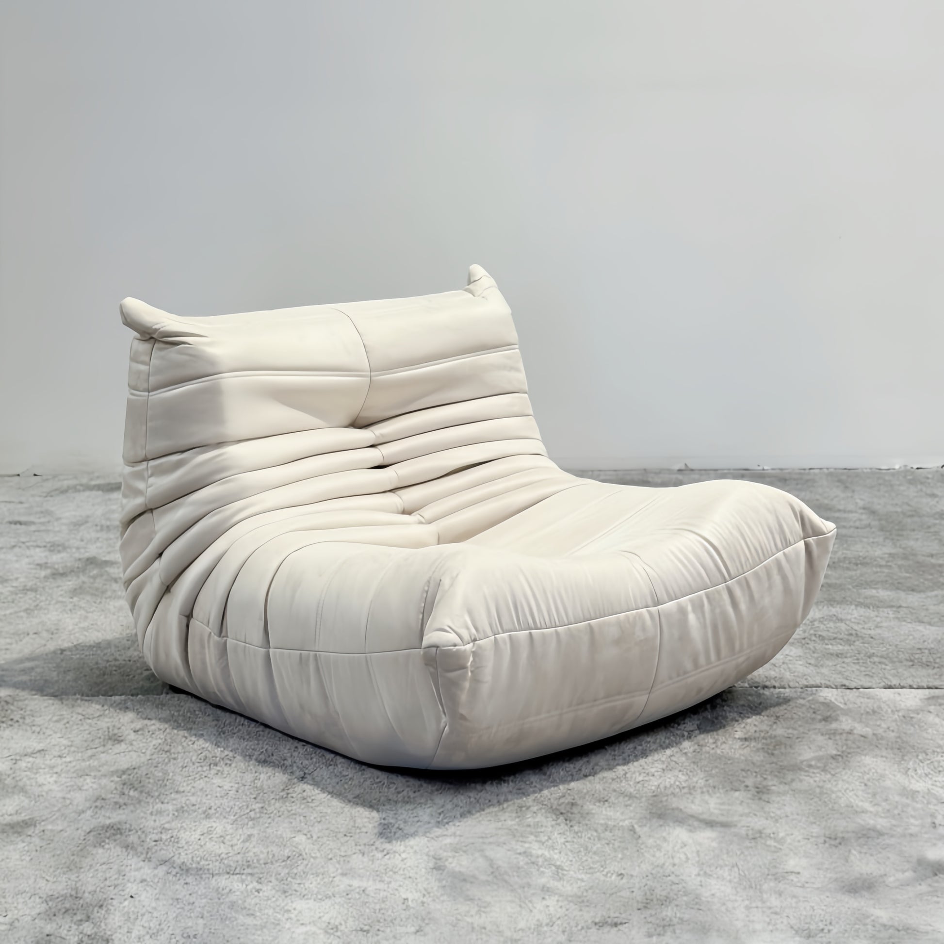 Moora Furniture | Cream White Suede Bean Bag Sofa -  Soft Textured Lounge