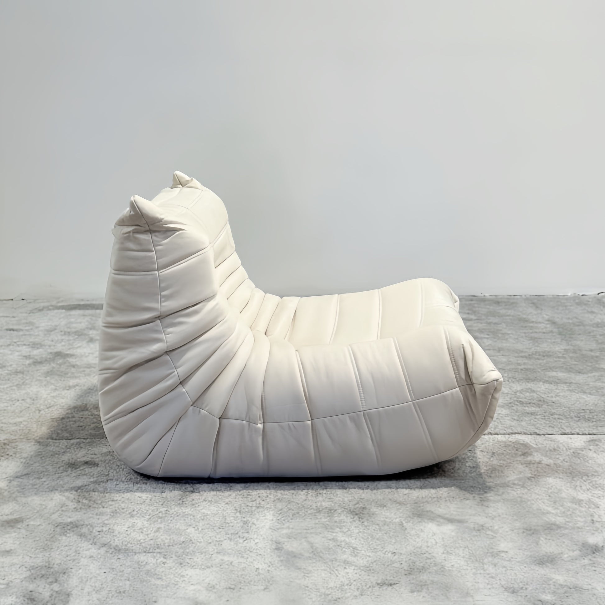 Moora Furniture | Cream White Suede Bean Bag Sofa -  Soft Textured Lounge