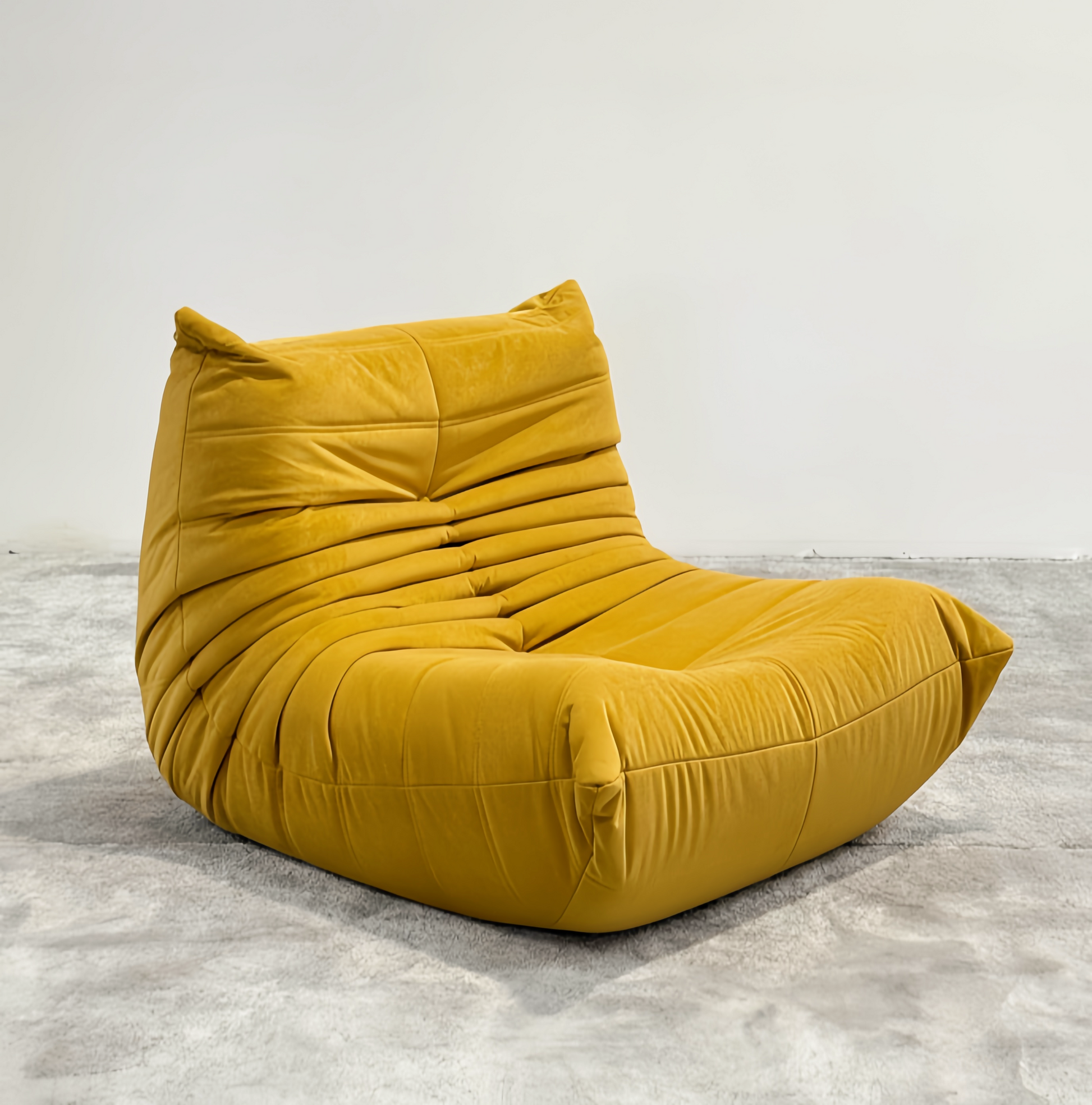 Moora Furniture | Mustard Yellow Suede Fireside Sofa - Bold Retro Accent