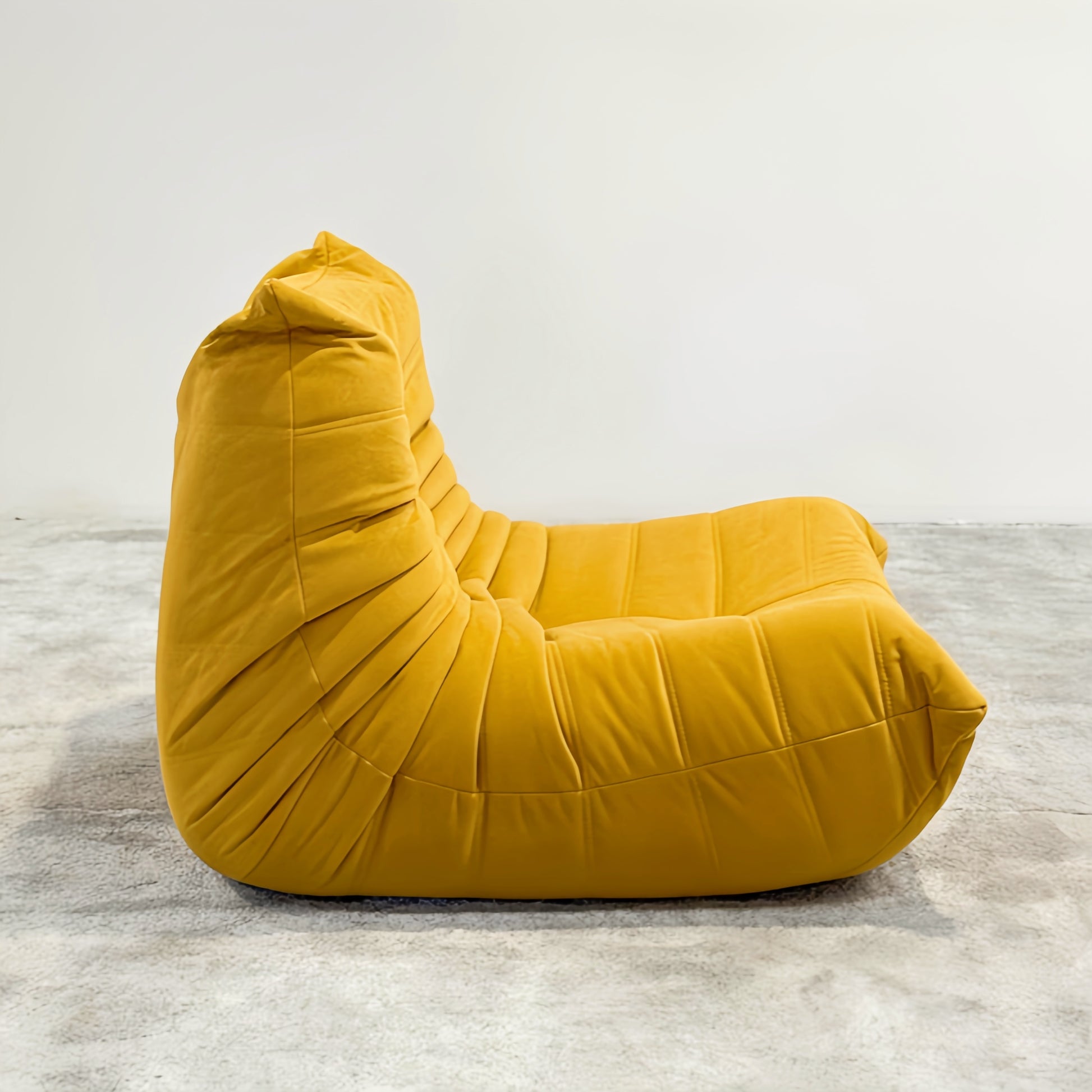 Moora Furniture | Mustard Yellow Suede Fireside Sofa - Bold Retro Accent