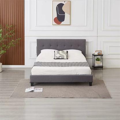 Moora Charcoal Grey Upholstered Bed Frame – Tufted Headboard