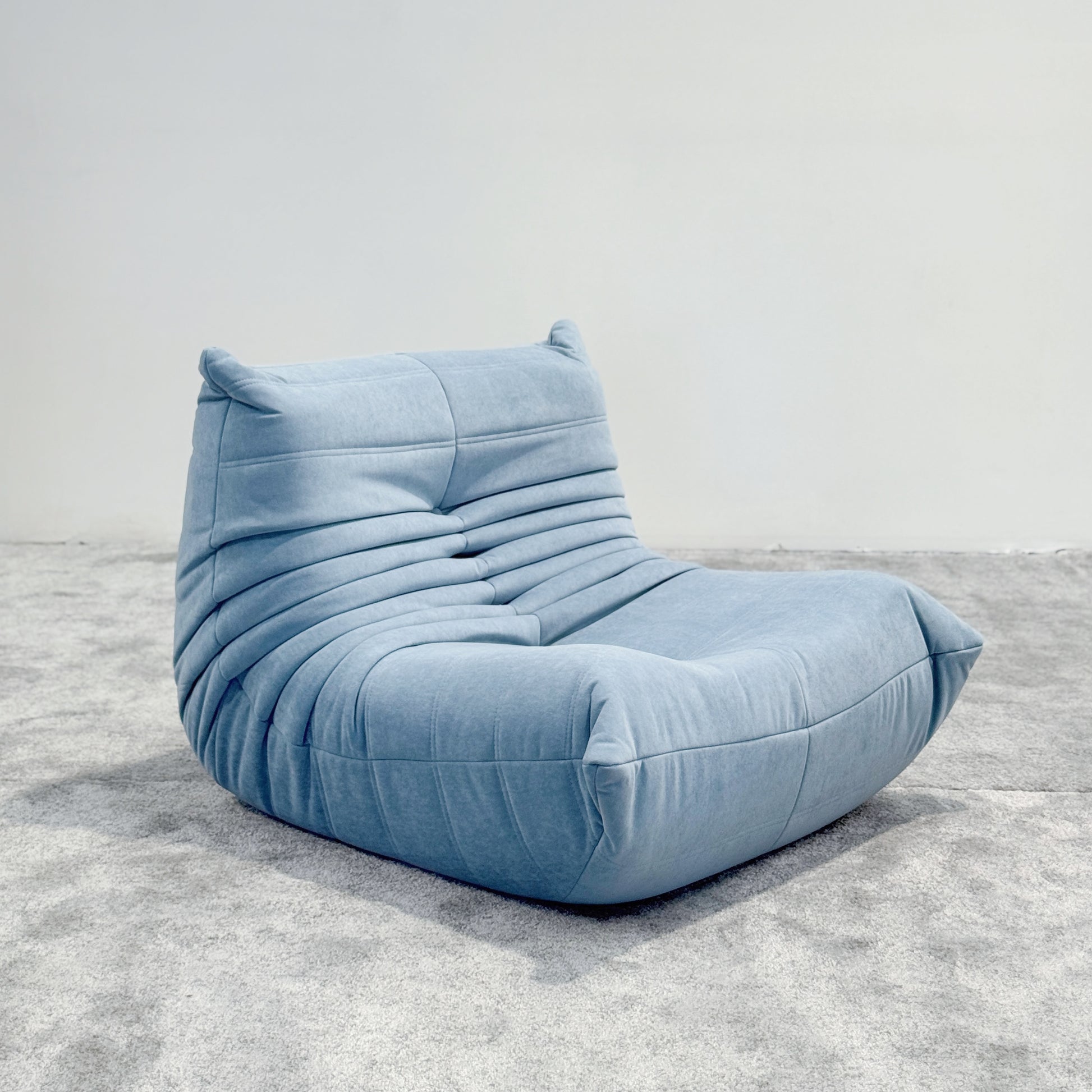 Moora Furniture | Mist Blue Suede Bean Bag Sofa - Soft Nordic Aesthetic