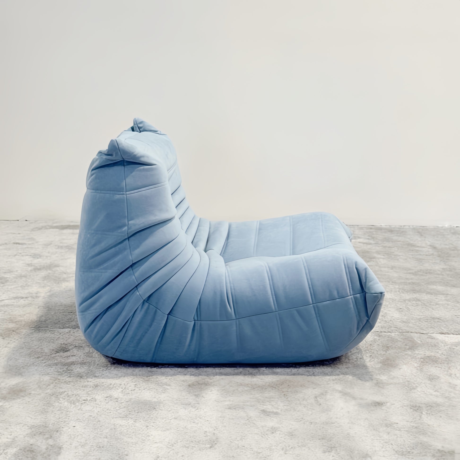 Moora Furniture | Mist Blue Suede Bean Bag Sofa - Soft Nordic Aesthetic