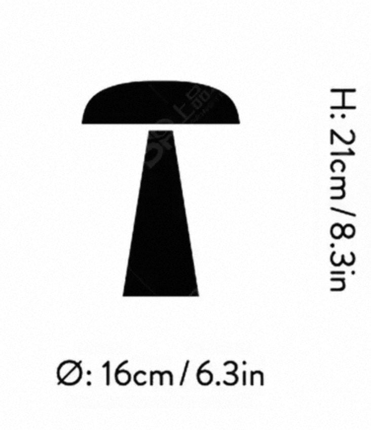 Brushed Metal Mushroom Lamp | Minimalist Rechargeable Touch Light
