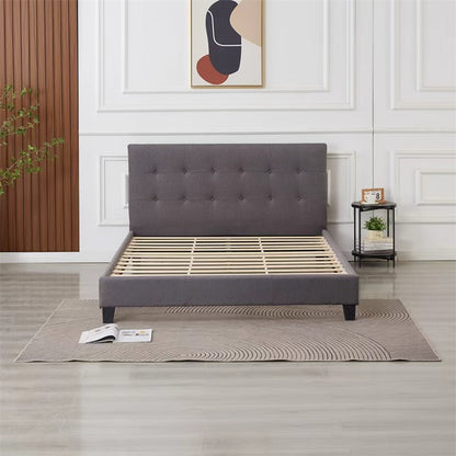 Moora Charcoal Grey Upholstered Bed Frame – Tufted Headboard