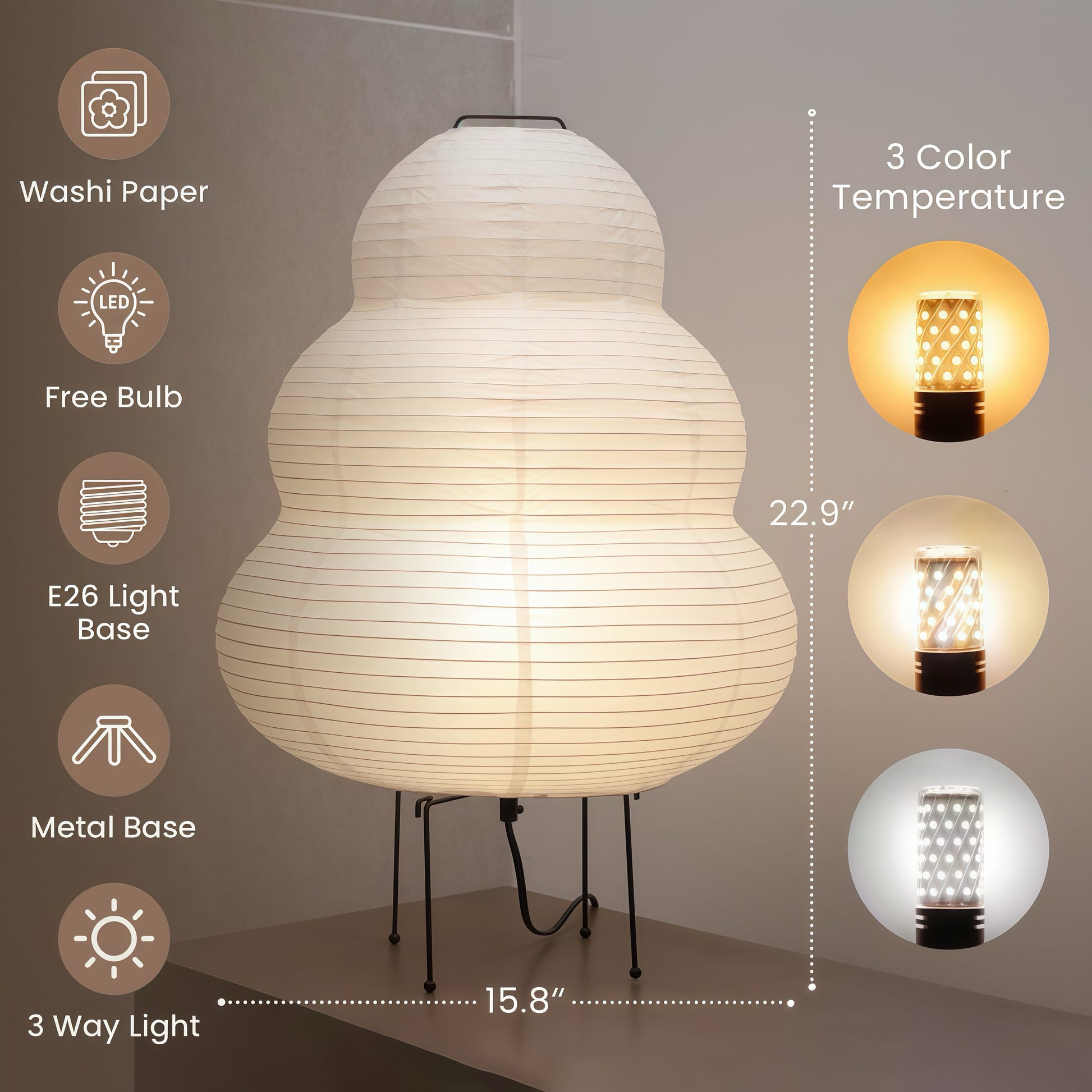 Snowman Rice Paper Floor Lamp | Japanese Style | Soft Ambient Glow