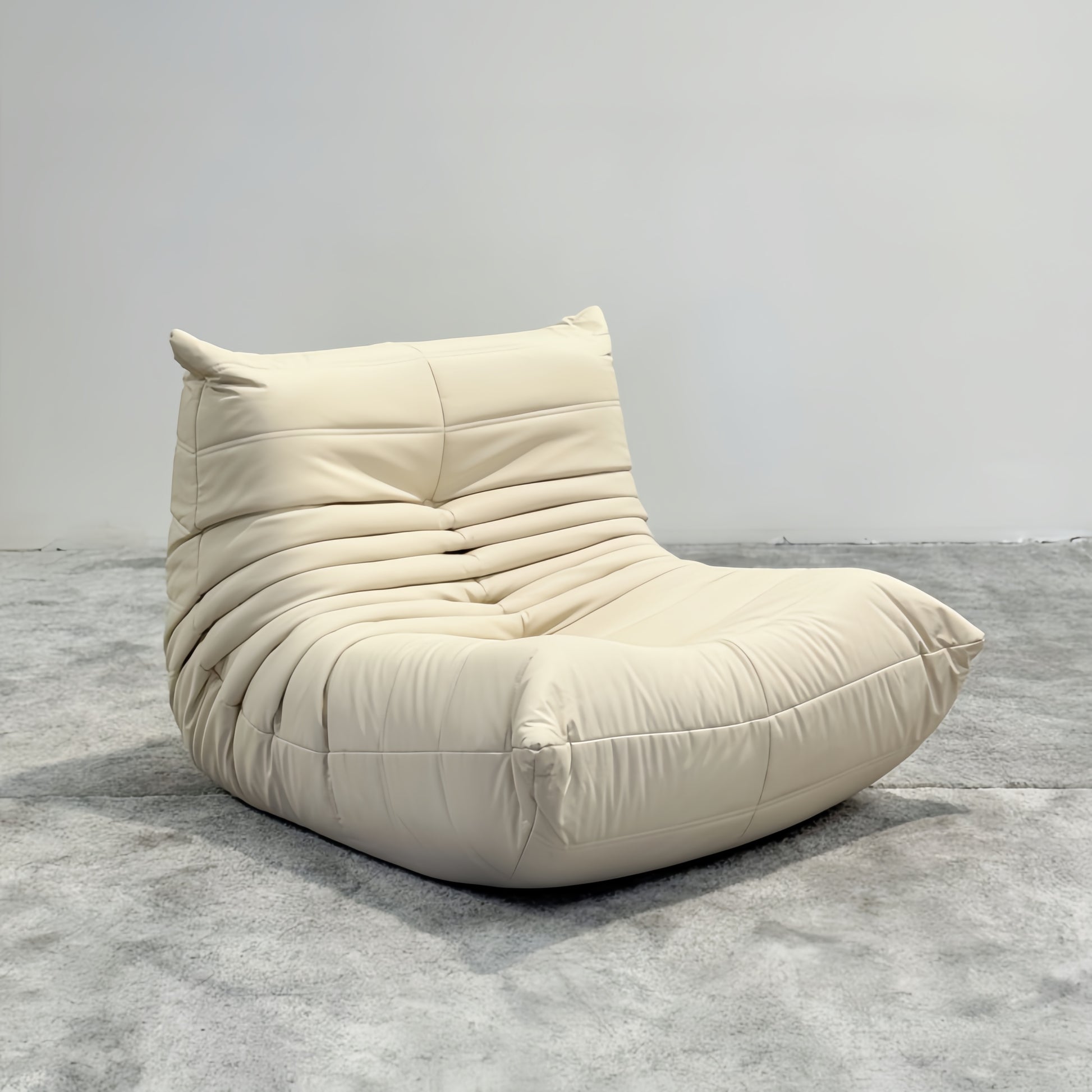 Moora Furniture | Cream White Vegan Leather Bean Bag Chair – Minimalist Comfort