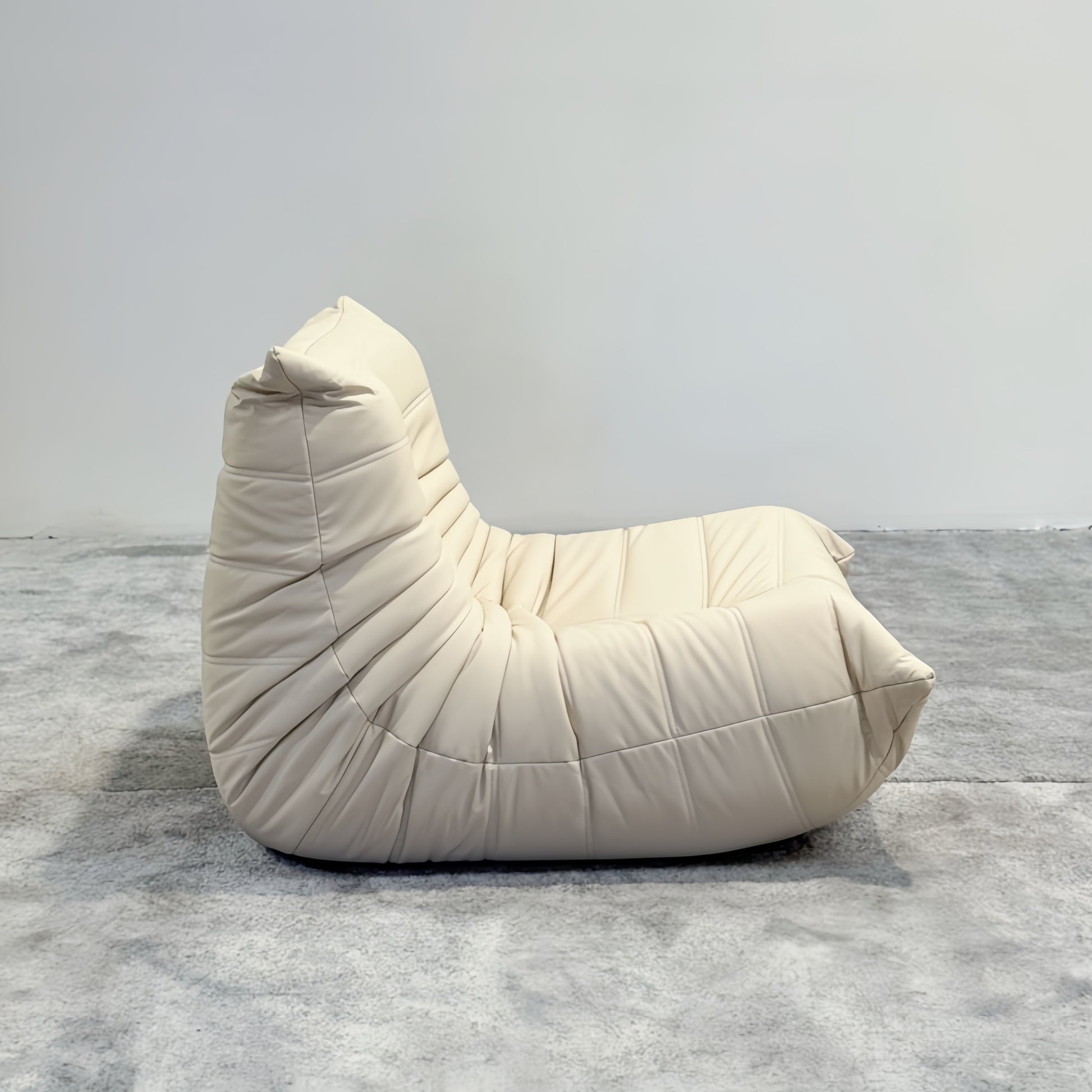 Moora Furniture | Cream White Vegan Leather Bean Bag Chair – Minimalist Comfort