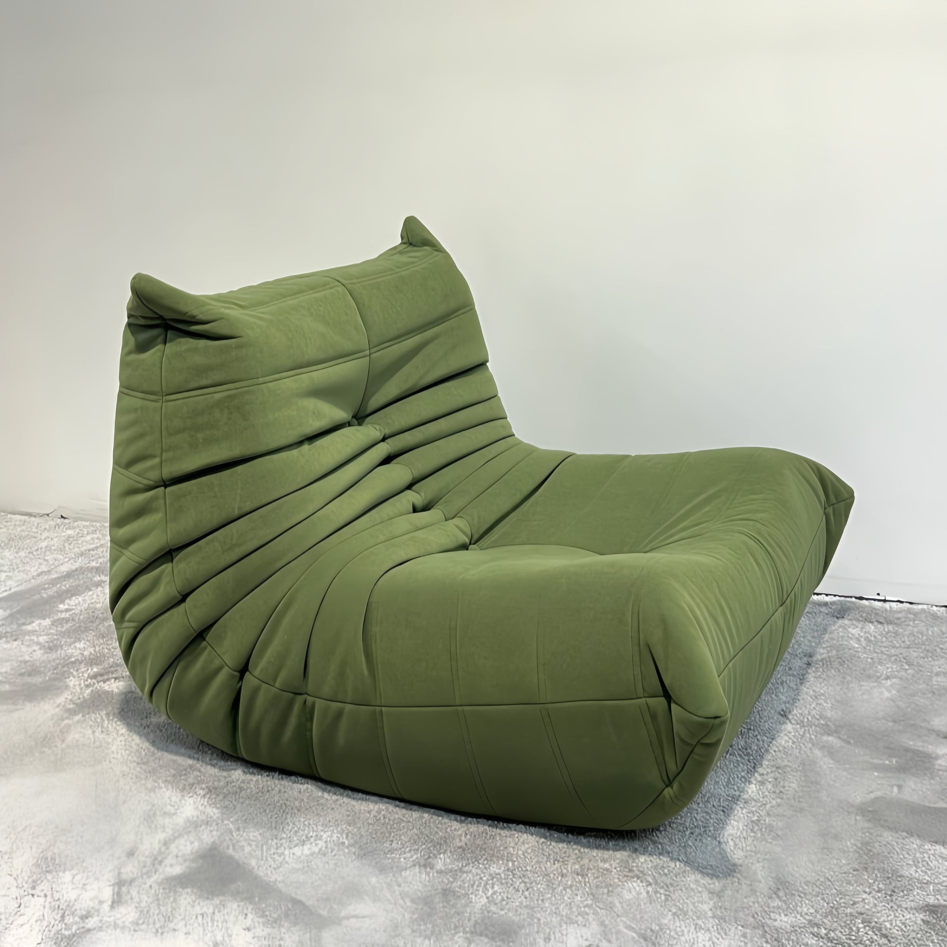Moora Furniture | Olive Green Suede Bean Bag Sofa - Nature-Inspired Lounge