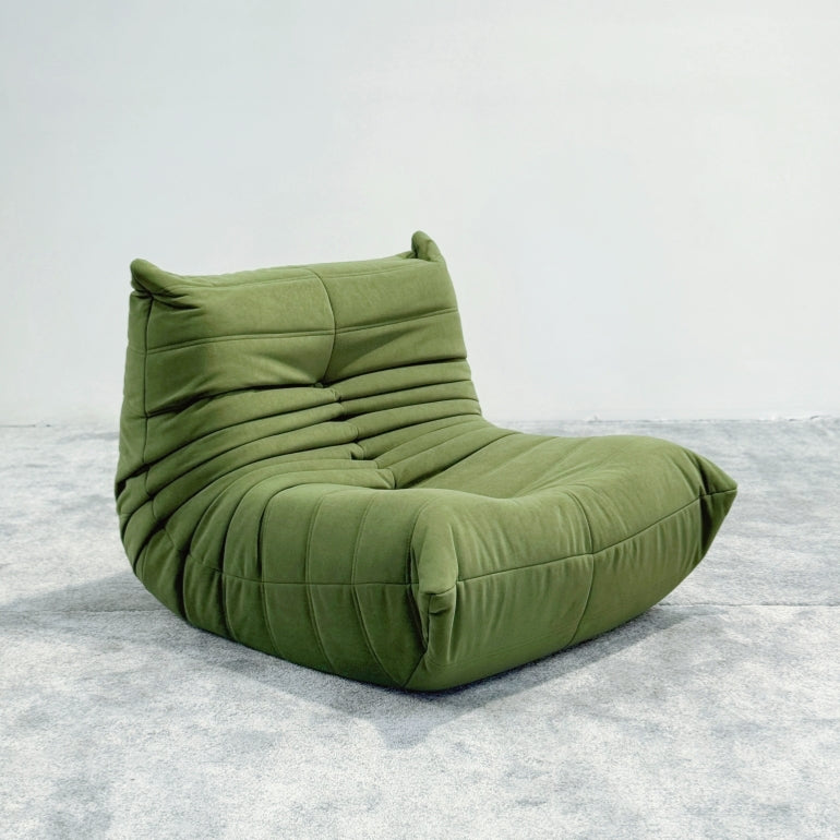 Moora Furniture | Olive Green Suede Bean Bag Sofa - Nature-Inspired Lounge