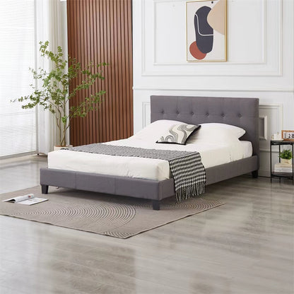 Moora Charcoal Grey Upholstered Bed Frame – Tufted Headboard
