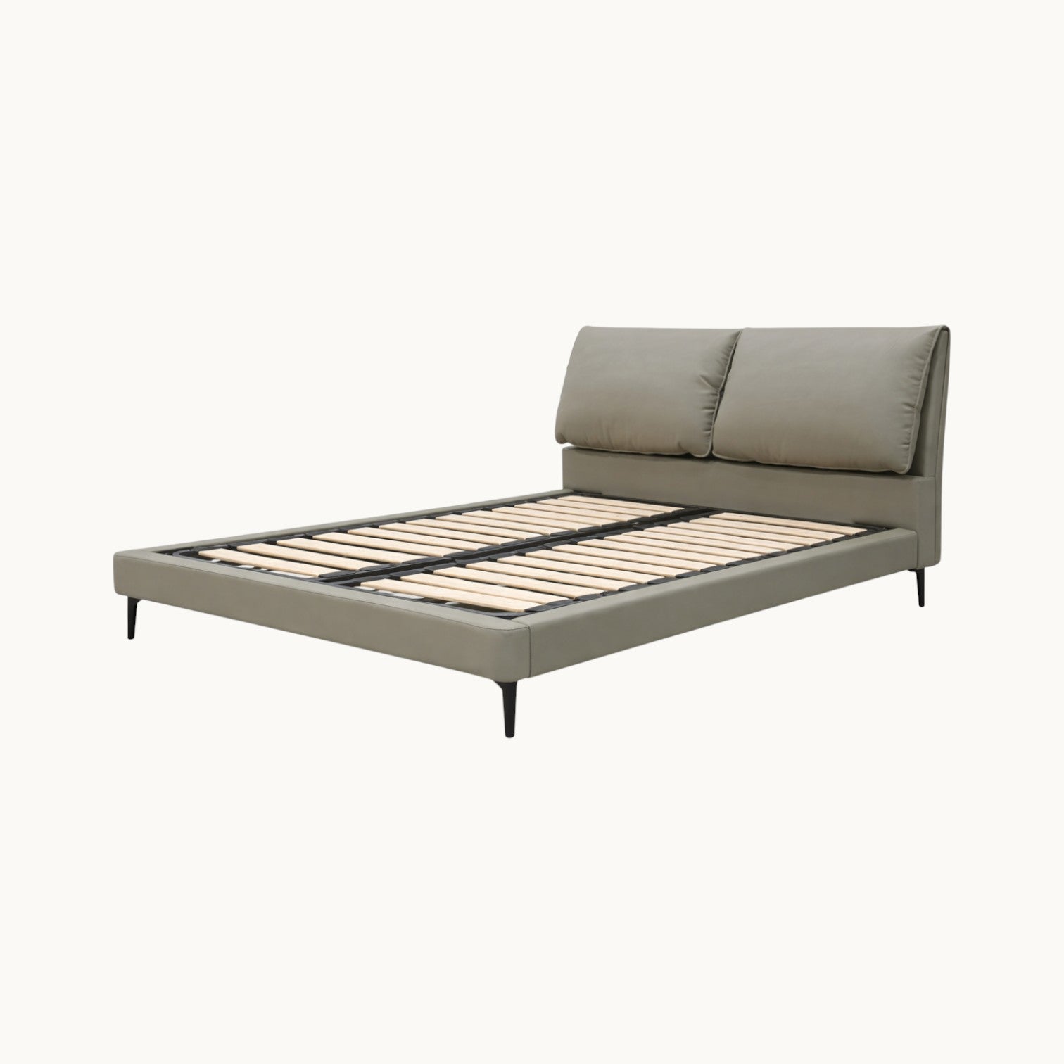 Moora Leather Upholstered Bed Frame – Feather-Filled Headboard