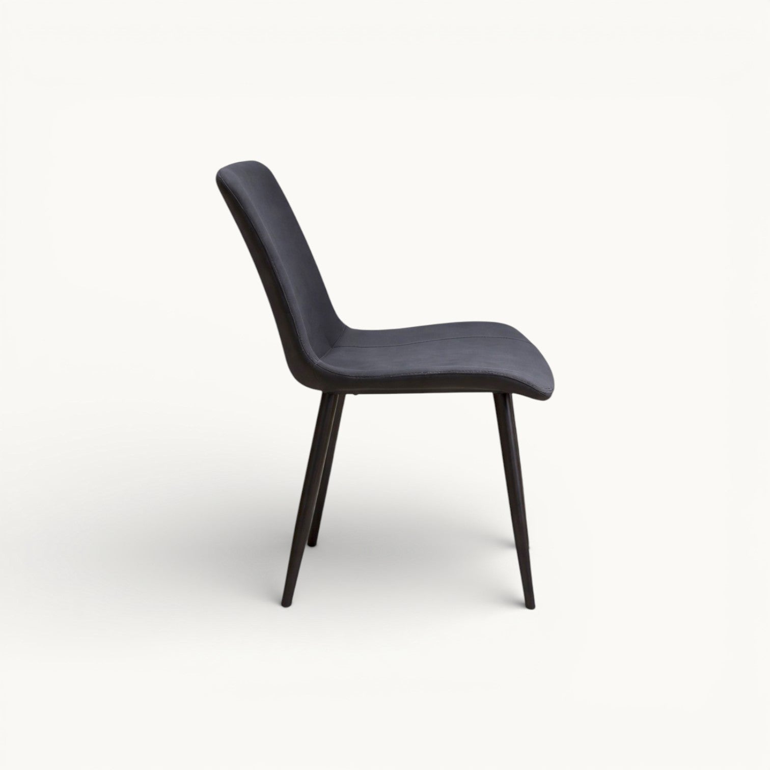 Grey Microfiber Leather Dining Chair with Carbon Steel Legs