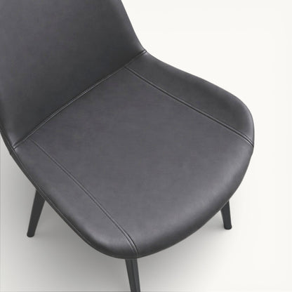 Grey Microfiber Leather Dining Chair with Carbon Steel Legs