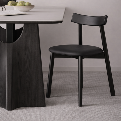 Black Oak Dining Chair with Microfiber Leather Seat