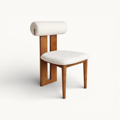 Bouclé Dining Chair with Walnut Oak Frame