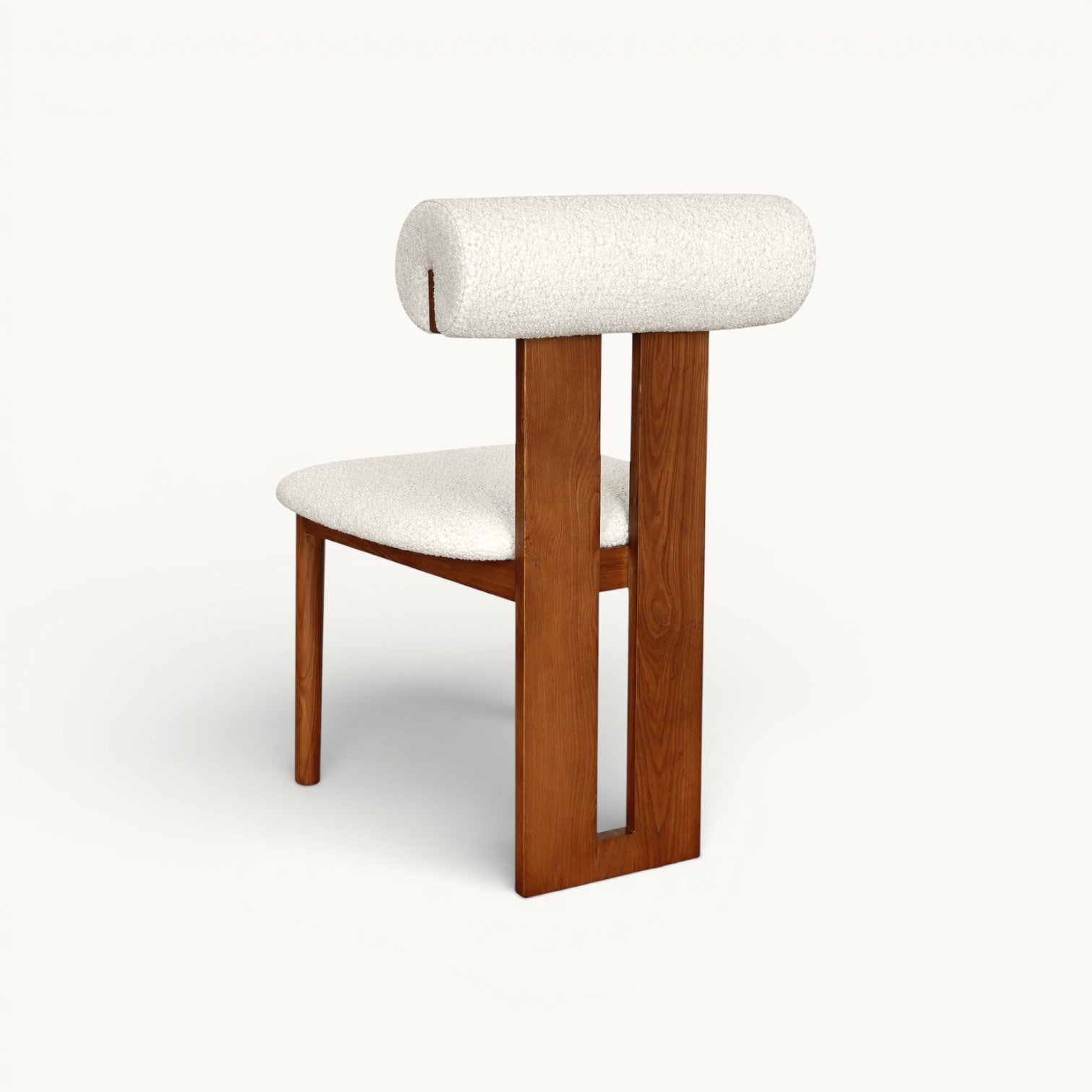 Bouclé Dining Chair with Walnut Oak Frame