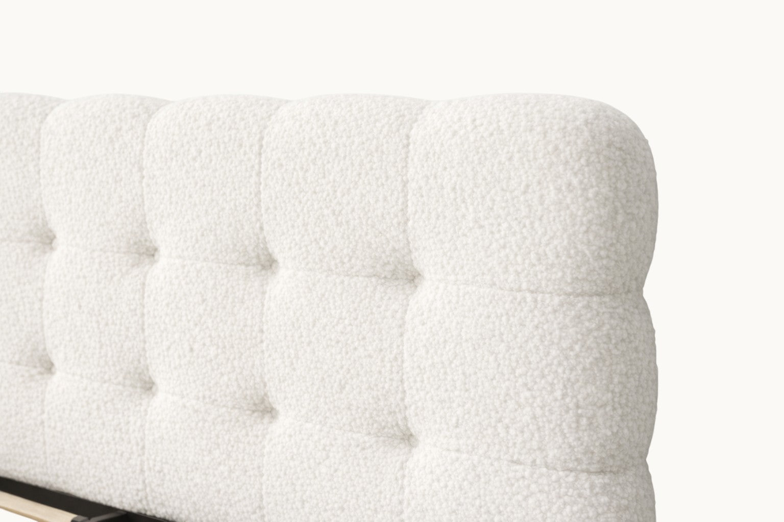 Bouclé Upholstered Bed Frame – Soft Ivory