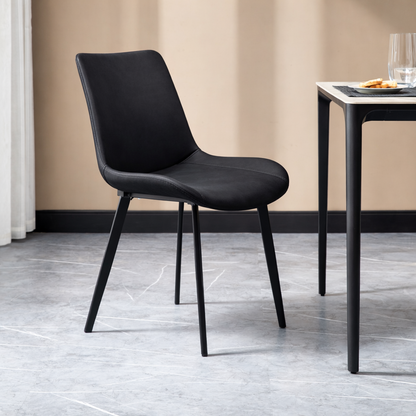 Grey Microfiber Leather Dining Chair with Carbon Steel Legs
