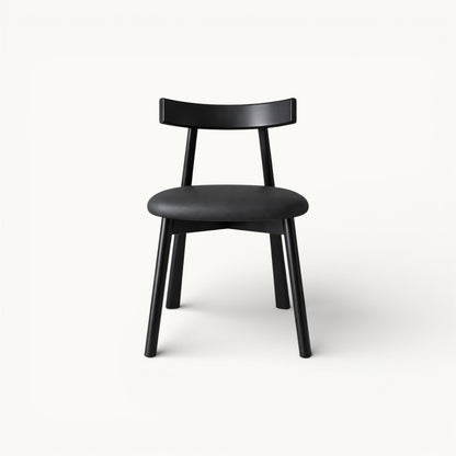 Black Oak Dining Chair with Microfiber Leather Seat