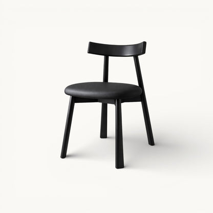 Black Oak Dining Chair with Microfiber Leather Seat