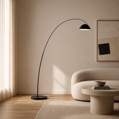Arc Floor Lamp – Black Curved Standing Lamp for Living Rooms | Moora Furniture