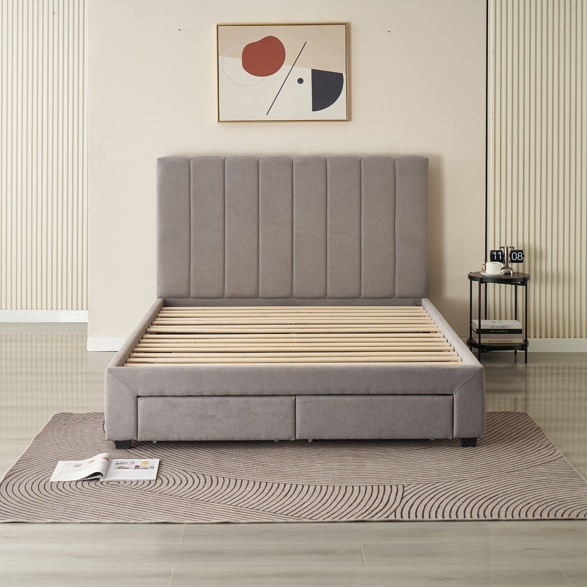 Hudson Storage Bed Frame with Drawers – Light Grey