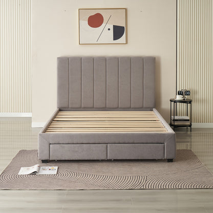 Hudson Storage Bed Frame with Drawers – Light Grey